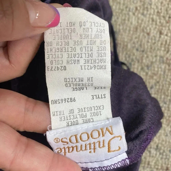 VTG Intimate Moods Women’s L Nightie Lingerie Purple Velvet Sexy Romantic Grunge - Picture 3 of 6